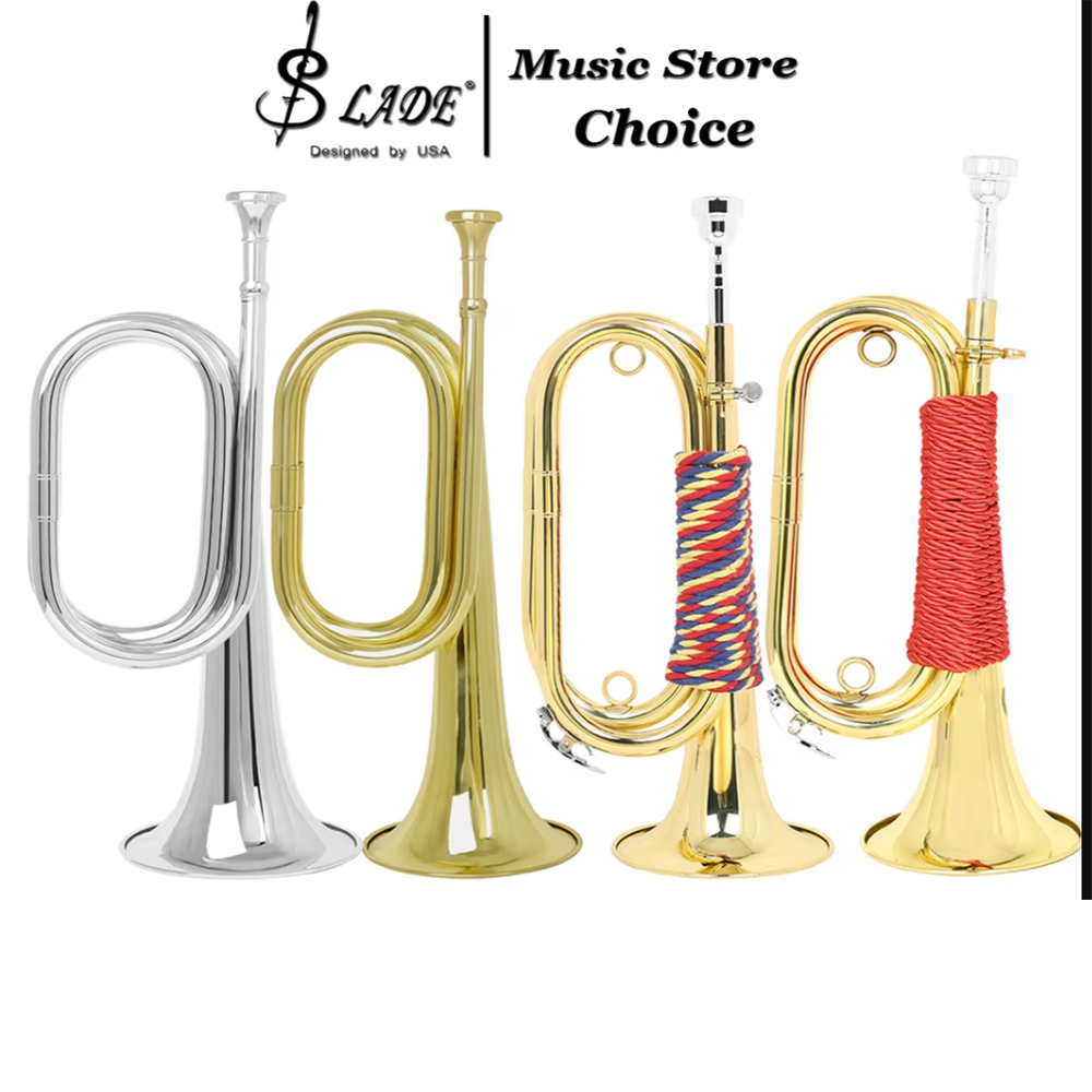 Musical Instrument Bugle - Mini Trompeta de Latón Dorada en